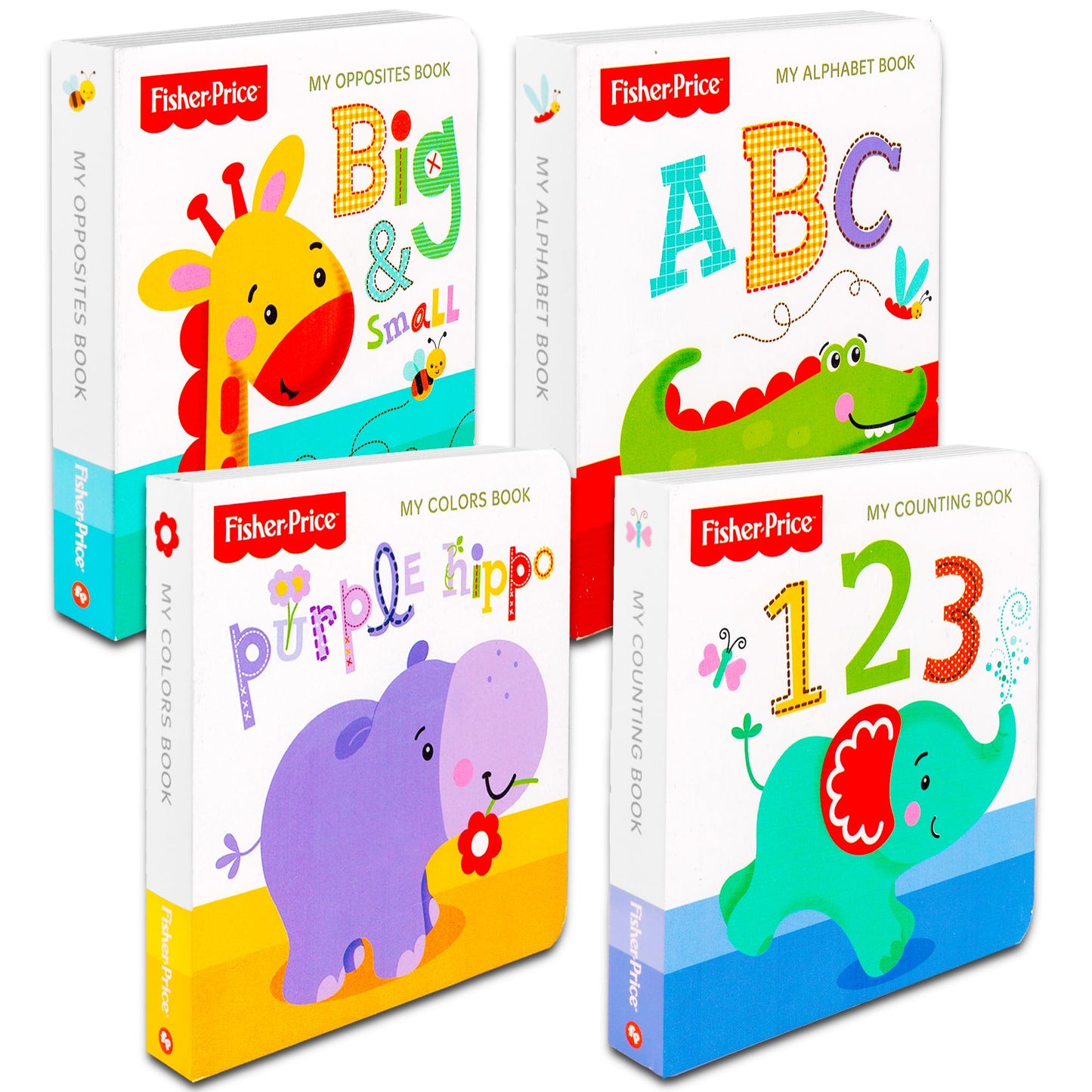 Fisher-Price "My First Books Set of 4 Baby Toddler Board Books (ABC Book Colors Book Numbers Book Opposites Book)