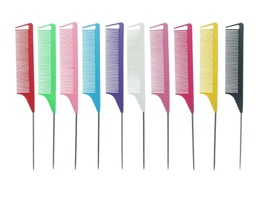 10 PCS Set 8.6 Inch Rat Tail Styling Combs with Stainless Steel Pintail