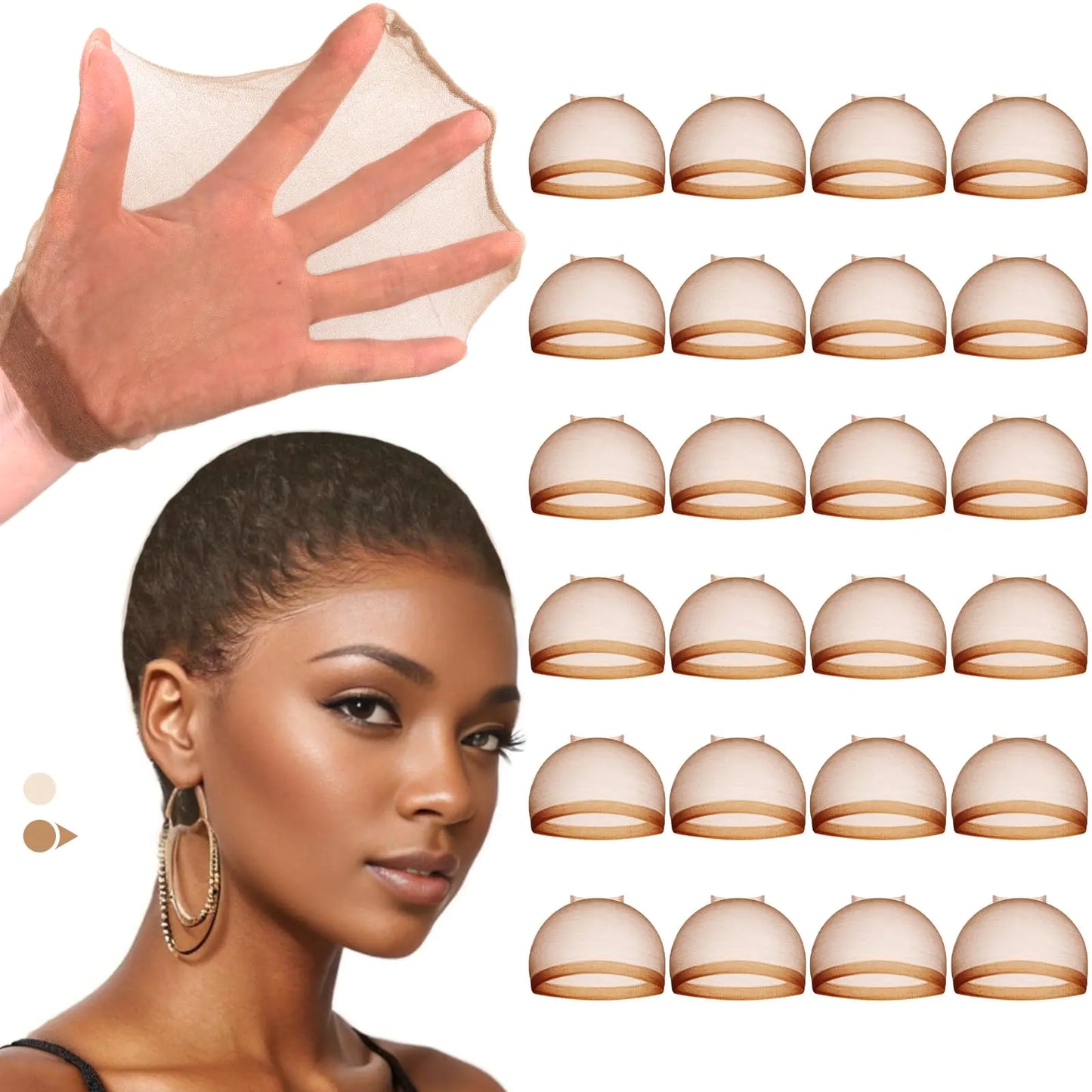 IDN BEAUTY HD Wig Cap for Women Invisible and Breathable Caps for Lace Front Wigs High-Elastic Stretchy Sheer Nylon Wig Caps Natural Transparent HD Ultra-thin Wig Caps 24PCS Dark Brown