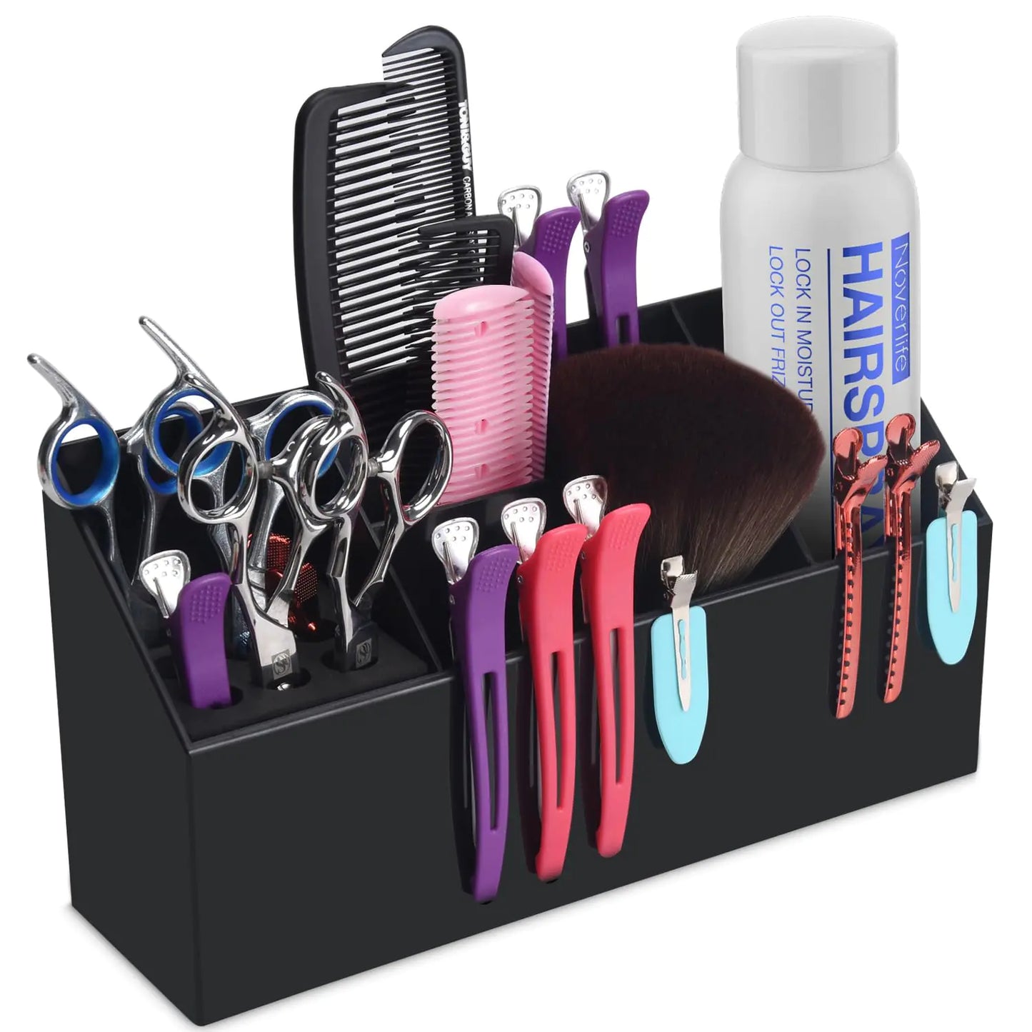 Noverlife Hair Scissors Large Storage Box Shear Holder for Hair Salon Scissor Holder Hairdressing Combs Clips Scissors Professional Hairdressing Combs Clips Brushes Storage Racks Tool Box - Black
